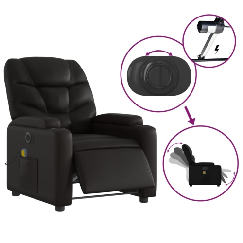 Fauteuil de massage inclinable électrique en similicuir noir vidaXL