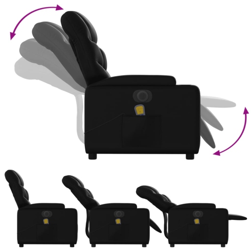 Fauteuil de massage inclinable électrique en similicuir noir vidaXL