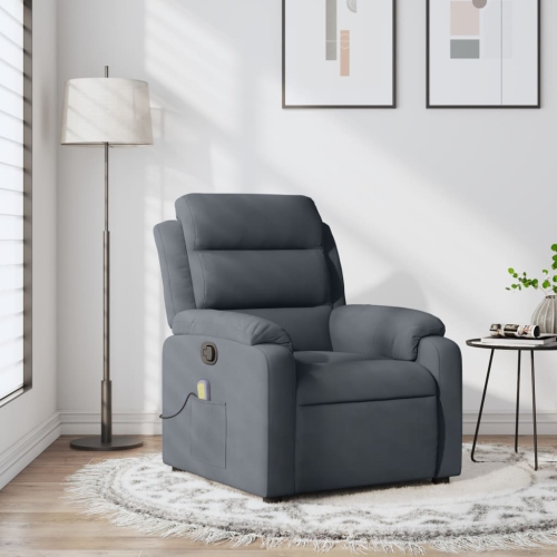 vidaXL Massage Recliner Chair Dark Grey Velvet