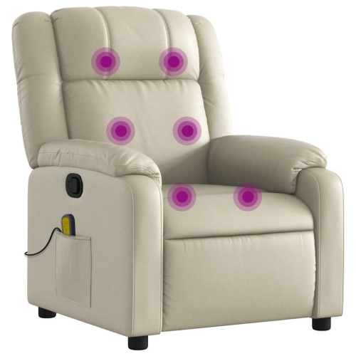 Fauteuil de massage inclinable en similicuir crème de vidaXL