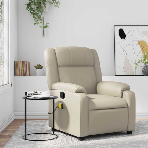 Fauteuil de massage inclinable en similicuir crème de vidaXL