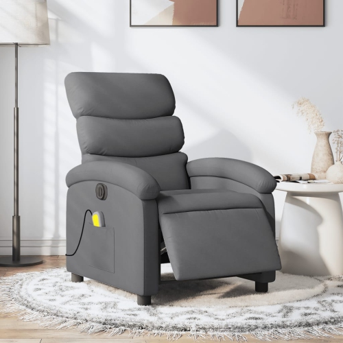 Fauteuil de massage inclinable électrique en tissu gris foncé vidaXL