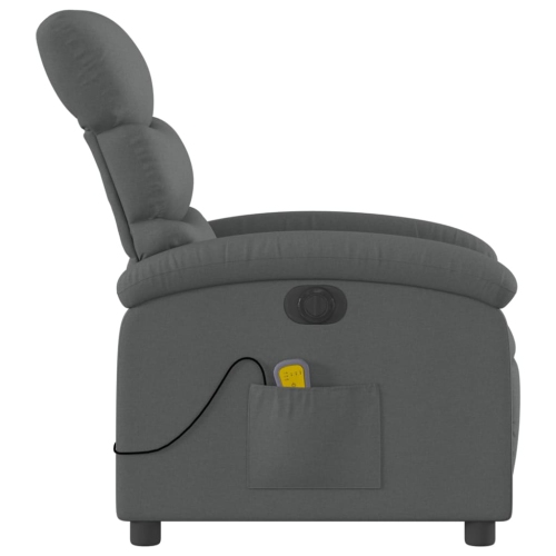 Fauteuil de massage inclinable électrique en tissu gris foncé vidaXL