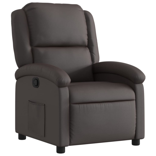 Fauteuil inclinable en cuir véritable brun foncé vidaXL