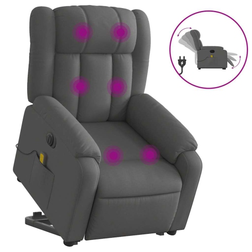 vidaXL Electric Stand up Massage Recliner Chair Dark Grey Fabric