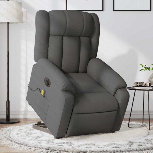 vidaXL Electric Stand up Massage Recliner Chair Dark Grey Fabric