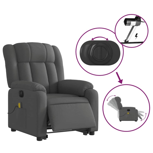 vidaXL Electric Stand up Massage Recliner Chair Dark Grey Fabric