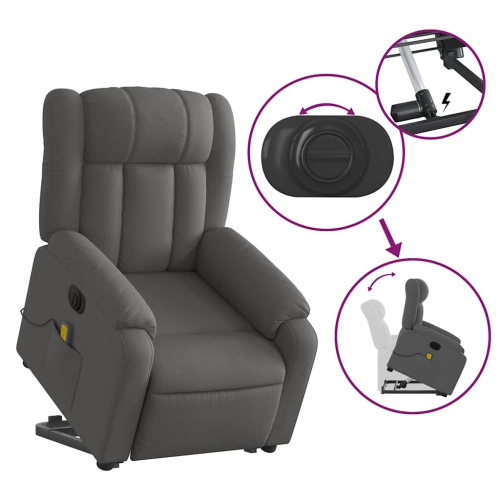 vidaXL Electric Stand up Massage Recliner Chair Dark Grey Fabric