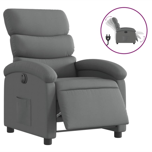Fauteuil inclinable électrique en tissu gris foncé vidaXL