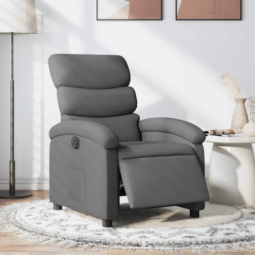Fauteuil inclinable électrique en tissu gris foncé vidaXL