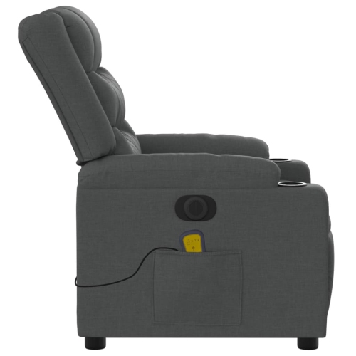 Fauteuil de massage inclinable électrique en tissu gris foncé vidaXL