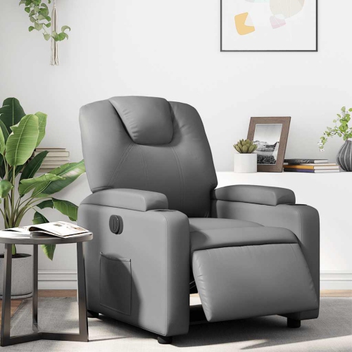 Fauteuil inclinable électrique en similicuir gris vidaXL