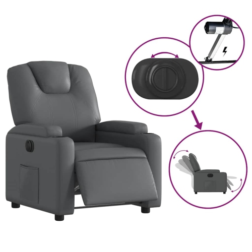 Fauteuil inclinable électrique en similicuir gris vidaXL