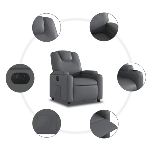 Fauteuil inclinable électrique en similicuir gris vidaXL
