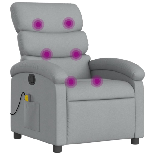 Fauteuil de massage inclinable en tissu gris pâle de vidaXL