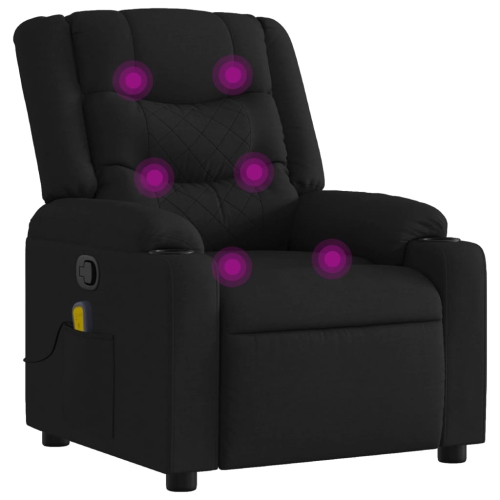 Fauteuil de massage inclinable en tissu noir vidaXL