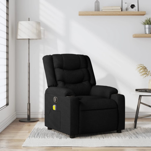 Fauteuil de massage inclinable en tissu noir vidaXL