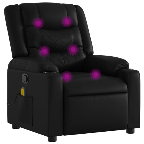 Fauteuil de massage inclinable en similicuir noir vidaXL