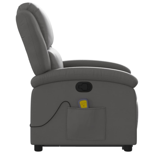 Fauteuil de massage inclinable en cuir véritable gris de vidaXL