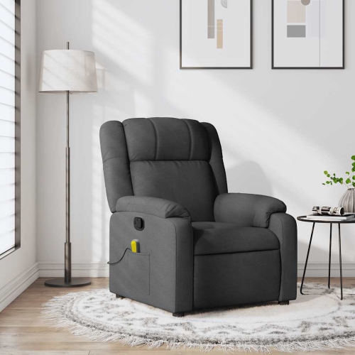 Fauteuil de massage inclinable en tissu gris foncé vidaXL