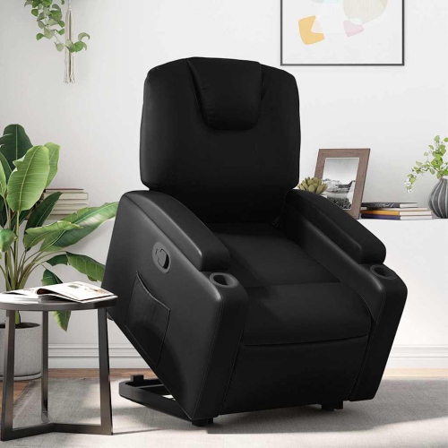 Fauteuil inclinable en similicuir noir VidaXL