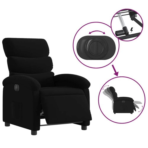 Fauteuil inclinable électrique en tissu noir vidaXL