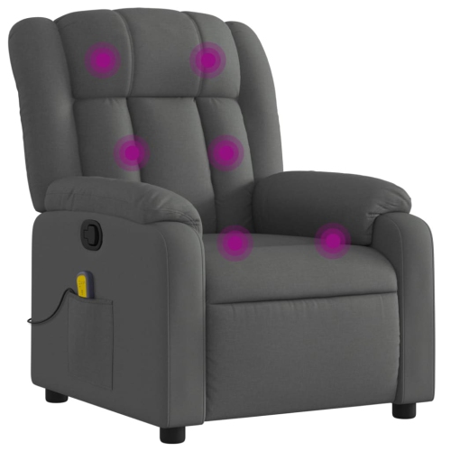 Fauteuil de massage inclinable en tissu gris foncé vidaXL