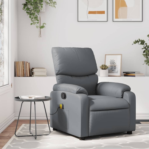 Fauteuil de massage inclinable en similicuir gris de vidaXL