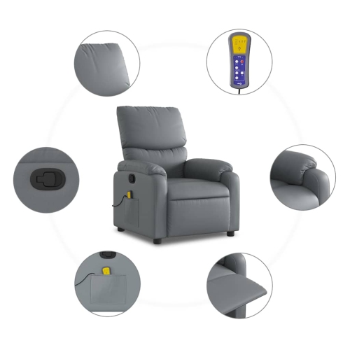 Fauteuil de massage inclinable en similicuir gris de vidaXL
