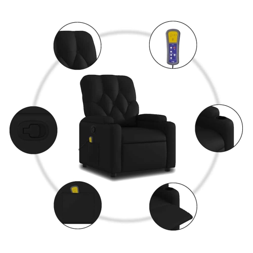 Fauteuil de massage inclinable en similicuir noir vidaXL