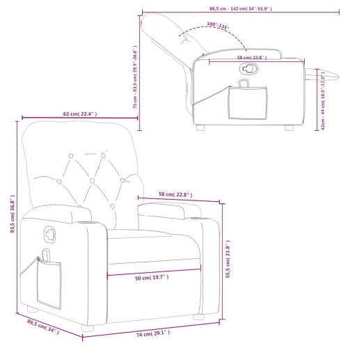 Fauteuil de massage inclinable en similicuir noir vidaXL