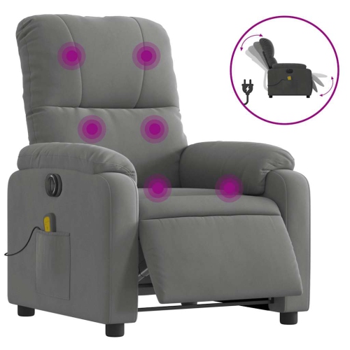 Fauteuil de massage inclinable électrique en microfibre gris foncé de vidaXL