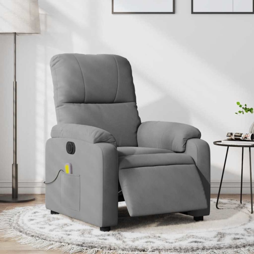 Fauteuil de massage inclinable électrique en microfibre gris foncé de vidaXL
