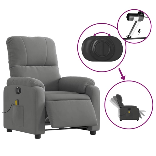 Fauteuil de massage inclinable électrique en microfibre gris foncé de vidaXL