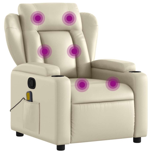 Fauteuil de massage inclinable en similicuir crème de vidaXL