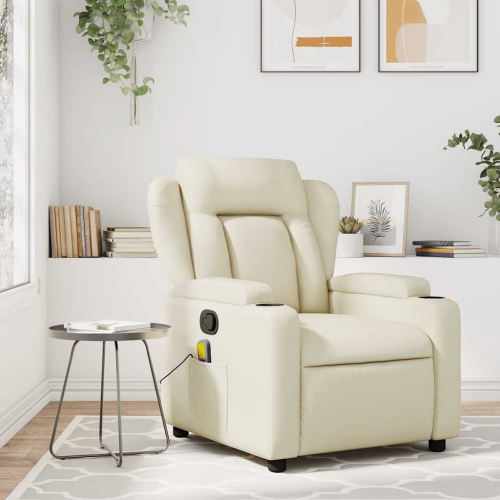 Fauteuil de massage inclinable en similicuir crème de vidaXL