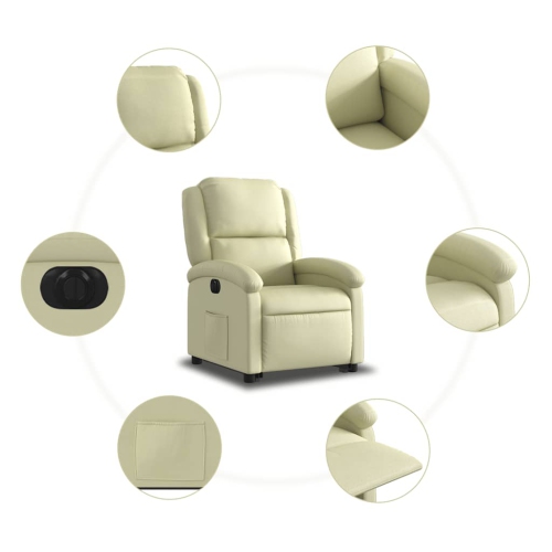 Fauteuil inclinable électrique en cuir véritable crème de vidaXL