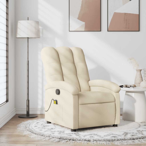 Fauteuil de massage inclinable en tissu crème de vidaXL