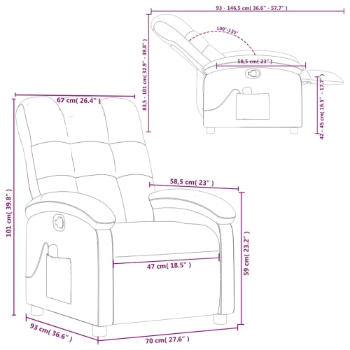 Fauteuil de massage inclinable en tissu crème de vidaXL