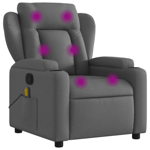 Fauteuil de massage inclinable en tissu gris foncé vidaXL
