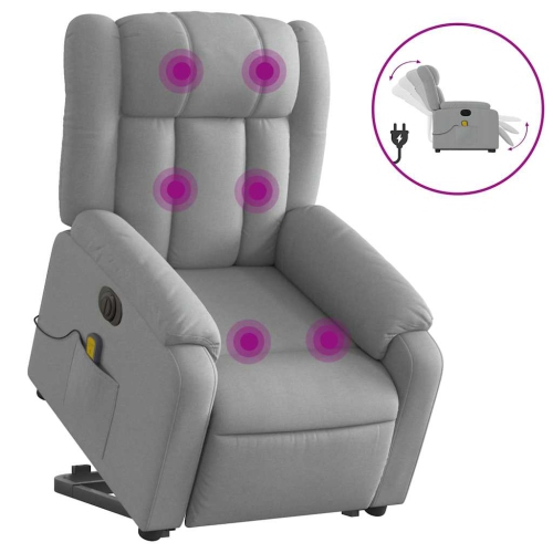 Fauteuil de massage inclinable électrique en tissu gris pâle de vidaXL