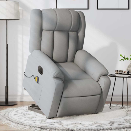 Fauteuil de massage inclinable électrique en tissu gris pâle de vidaXL