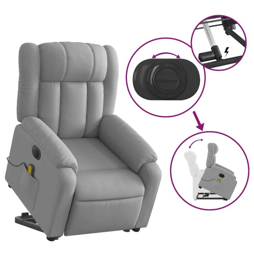 Fauteuil de massage inclinable électrique en tissu gris pâle de vidaXL