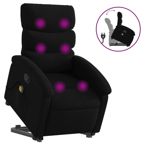 Fauteuil de massage inclinable en tissu noir de vidaXL