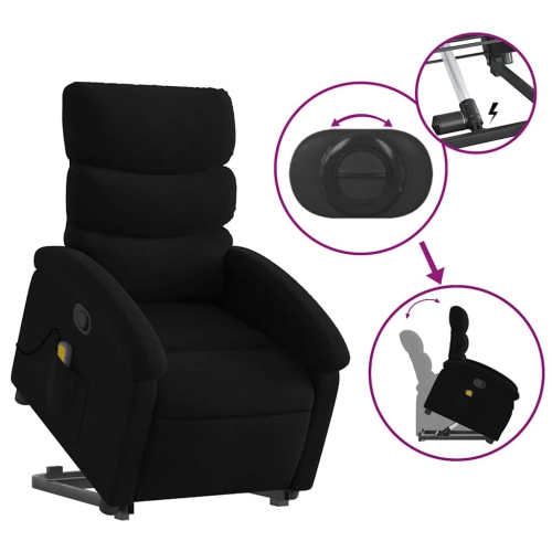 Fauteuil de massage inclinable en tissu noir de vidaXL