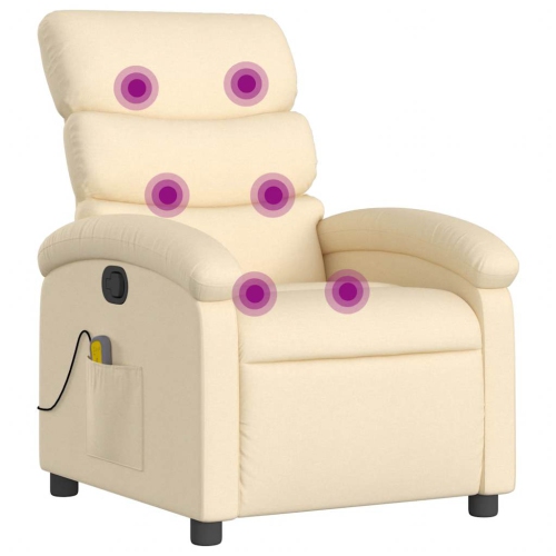 Fauteuil de massage inclinable en tissu crème de vidaXL