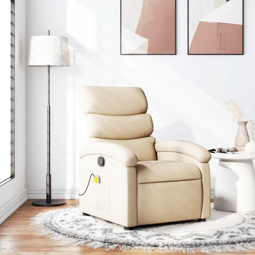 Fauteuil de massage inclinable en tissu crème de vidaXL