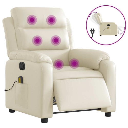 Fauteuil de massage inclinable électrique en similicuir crème de vidaXL