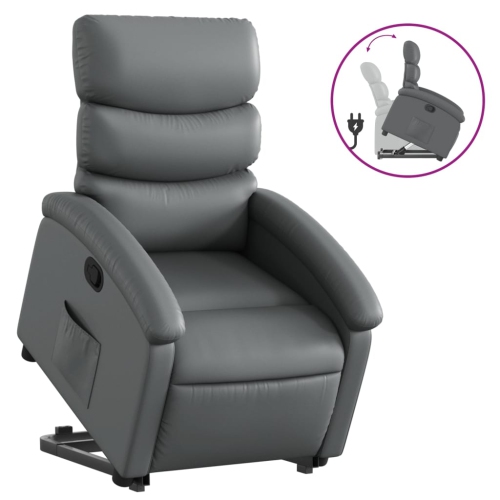 Fauteuil inclinable en similicuir gris VidaXL