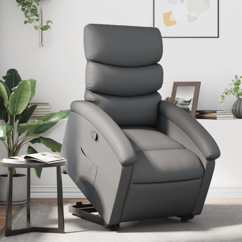 Fauteuil inclinable en similicuir gris VidaXL